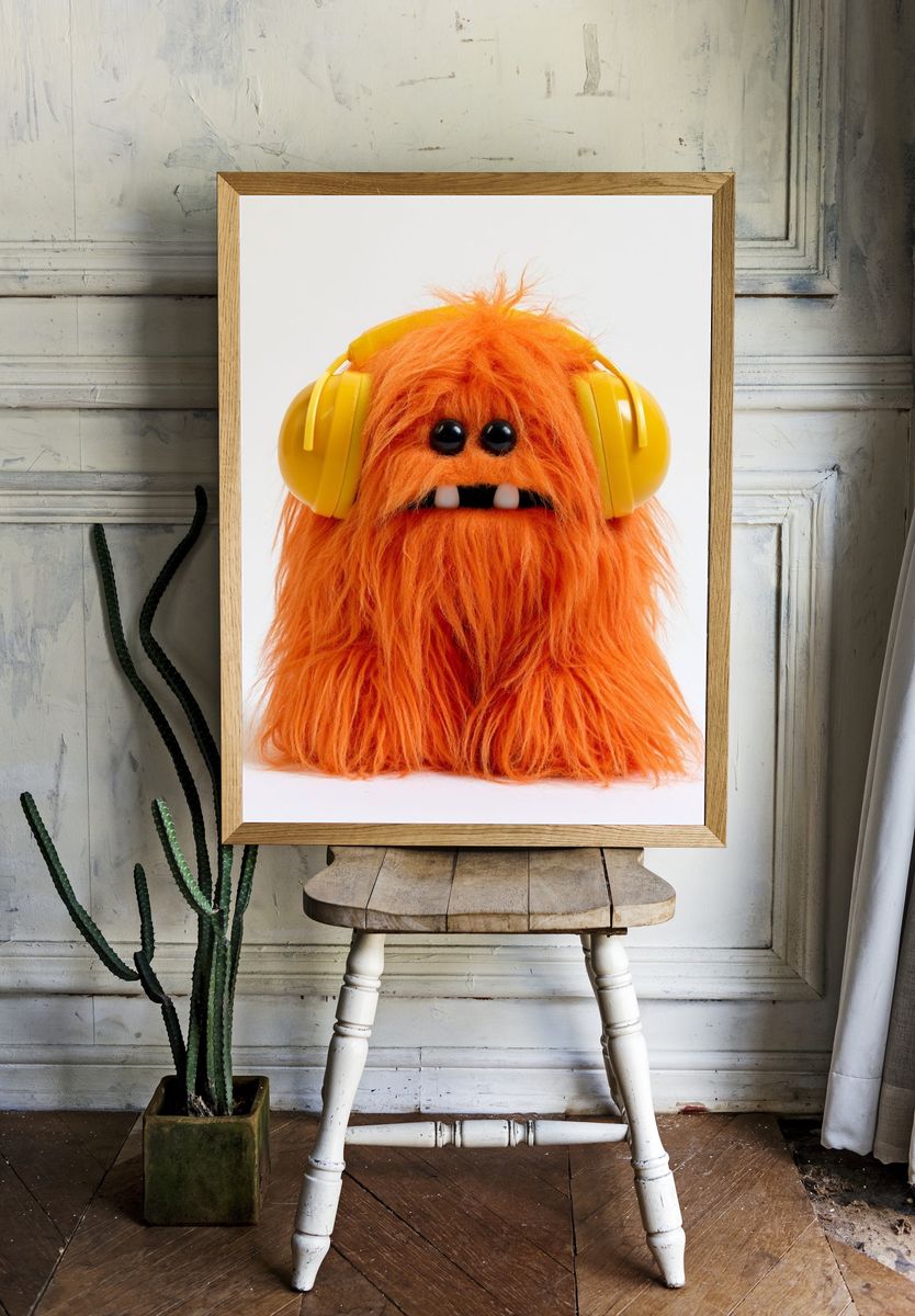 Orange Monster Portrait Print. — room view 1
