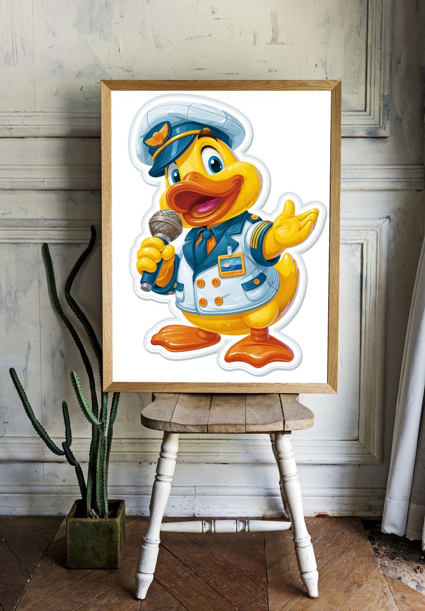 Singing Duck Cartoon Poster. room preview