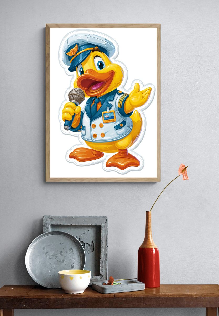 Singing Duck Cartoon Poster. — room view 3