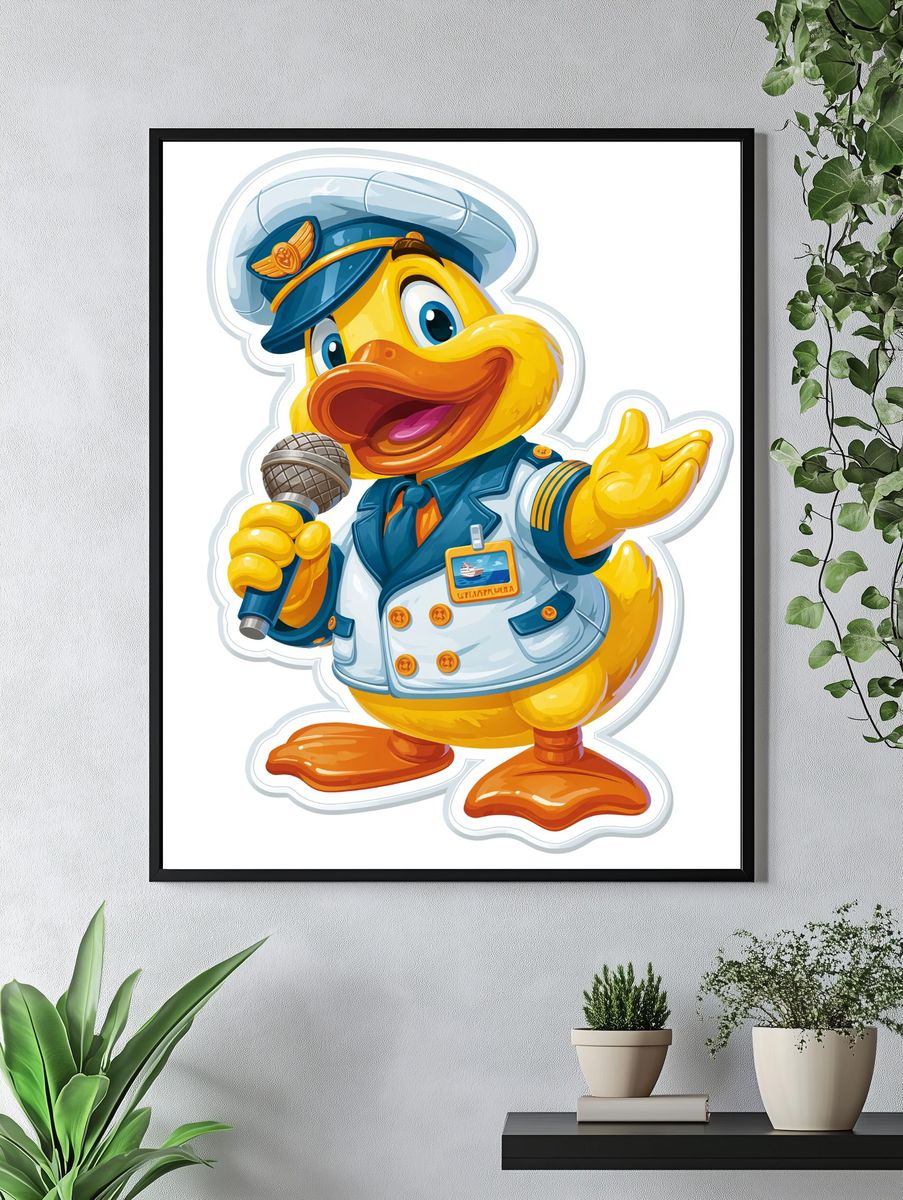 Singing Duck Cartoon Poster. — room view 4