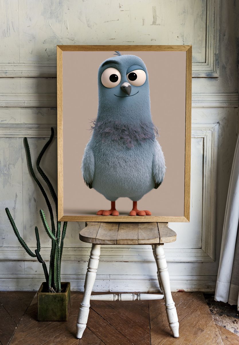 Cute Blue Bird Illustration Poster. room preview