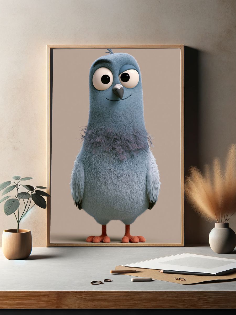 Cute Blue Bird Illustration Poster. — room view 2