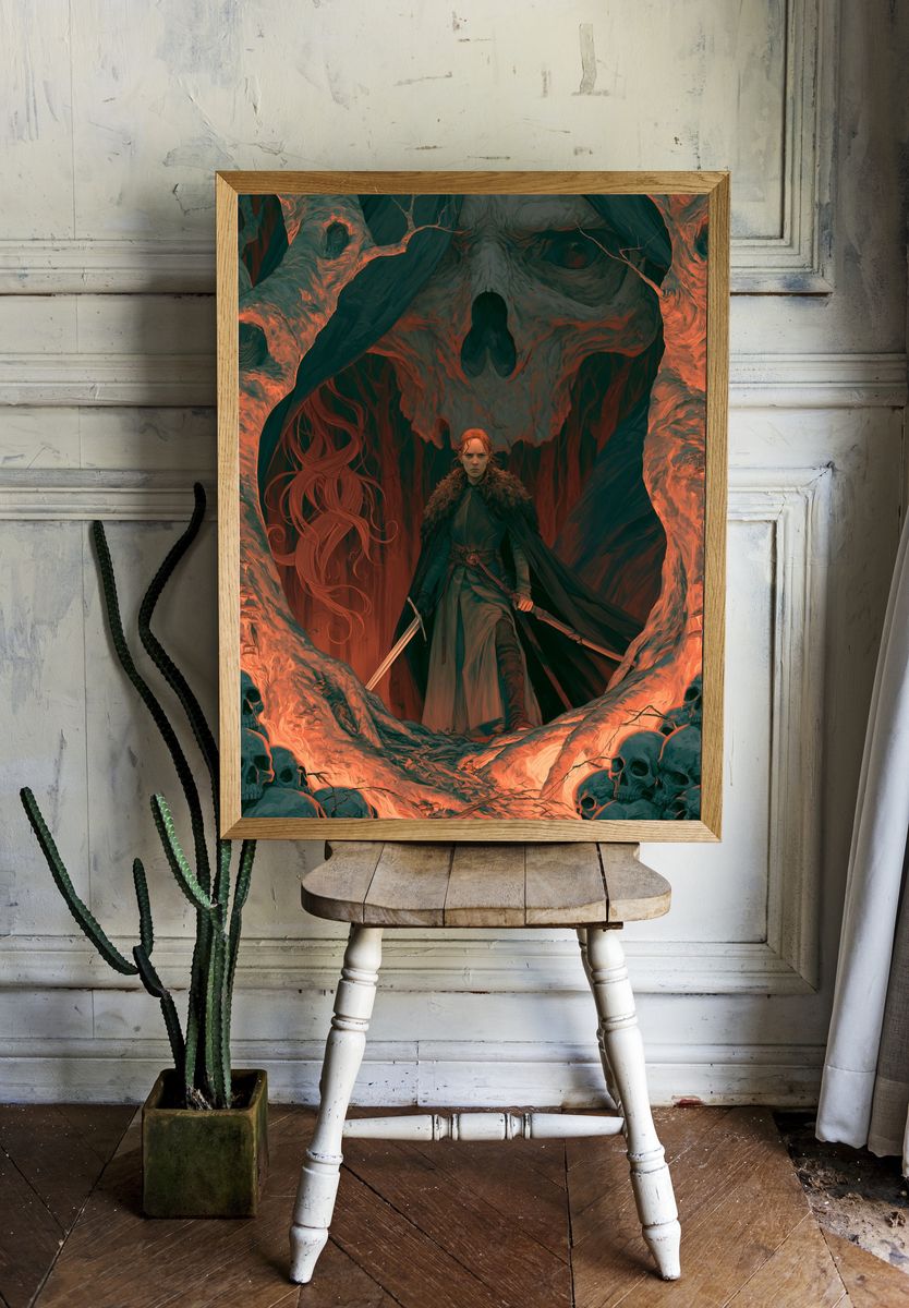 Skull Warrior Fantasy Illustration Poster. room preview