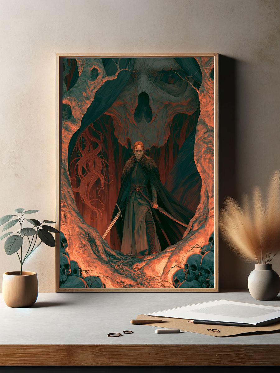 Skull Warrior Fantasy Illustration Poster. — room view 2