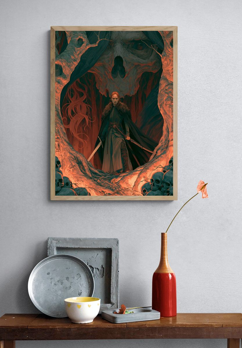 Skull Warrior Fantasy Illustration Poster. — room view 3