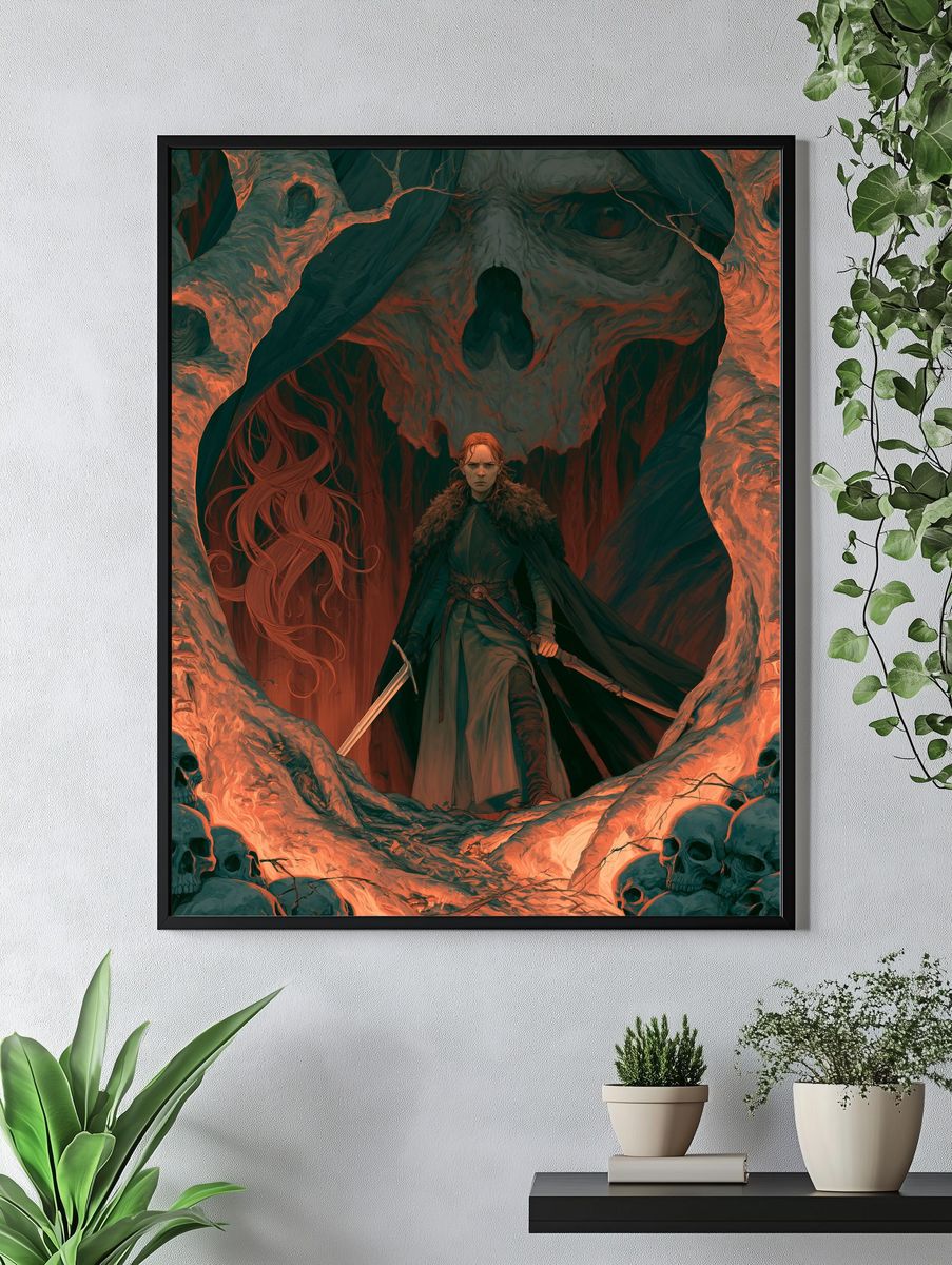 Skull Warrior Fantasy Illustration Poster. — room view 4