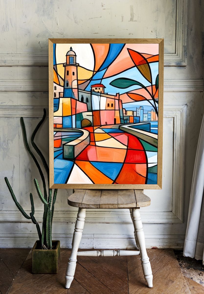 Coastal Lighthouse Abstract Print. room preview