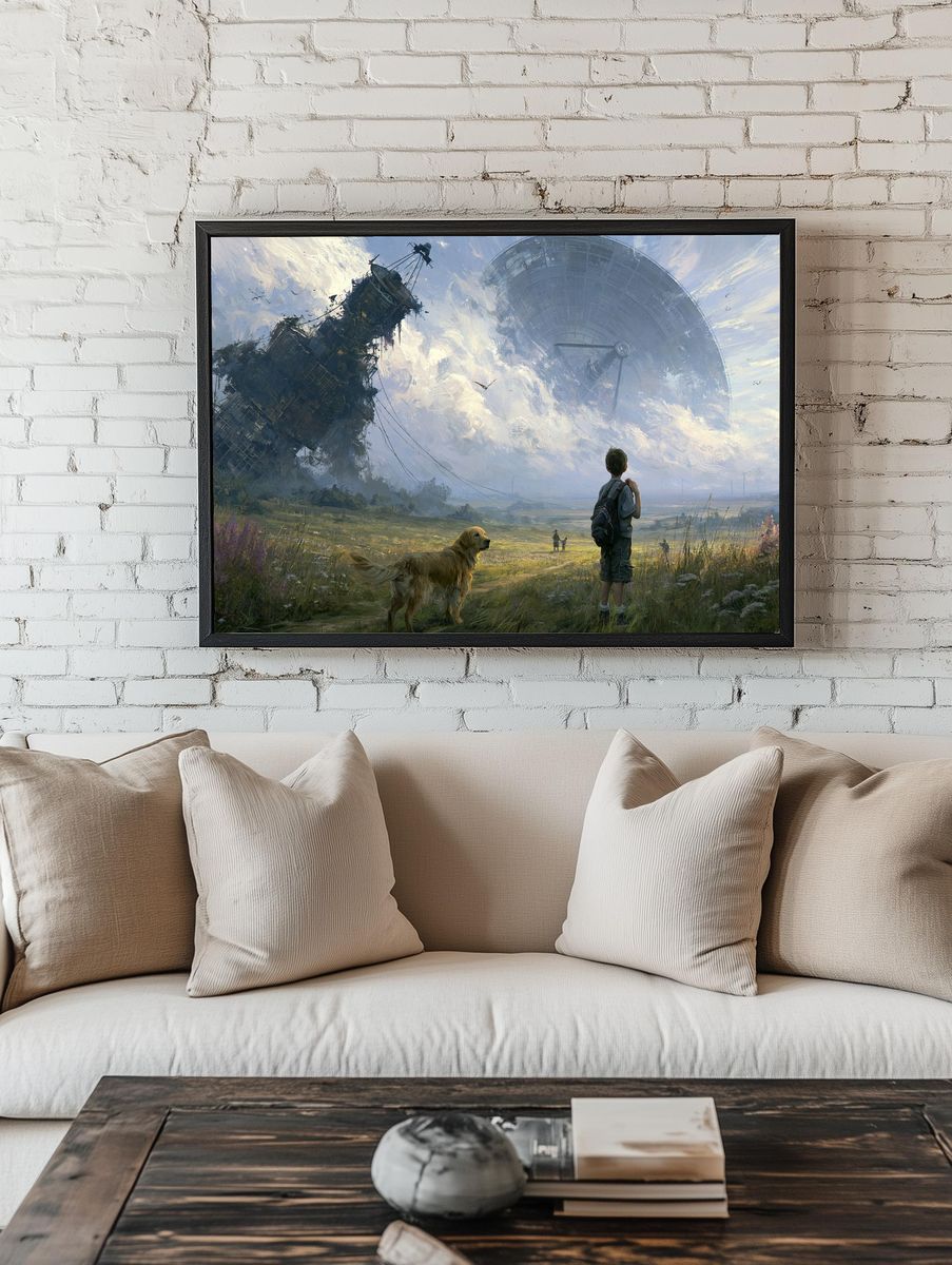 Skyward Ruins Sci-Fi Illustration Poster. room preview