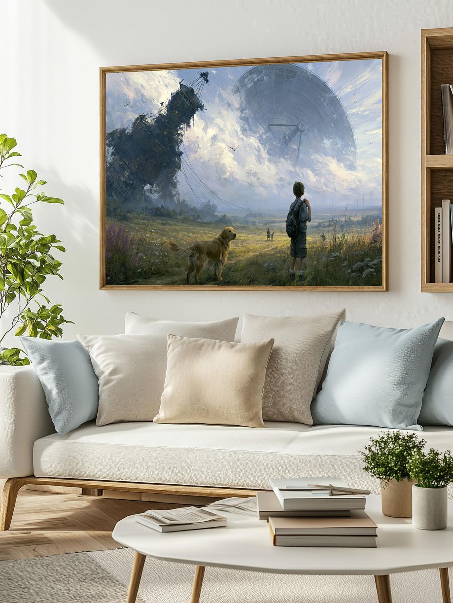 Skyward Ruins Sci-Fi Illustration Poster. — room view 2
