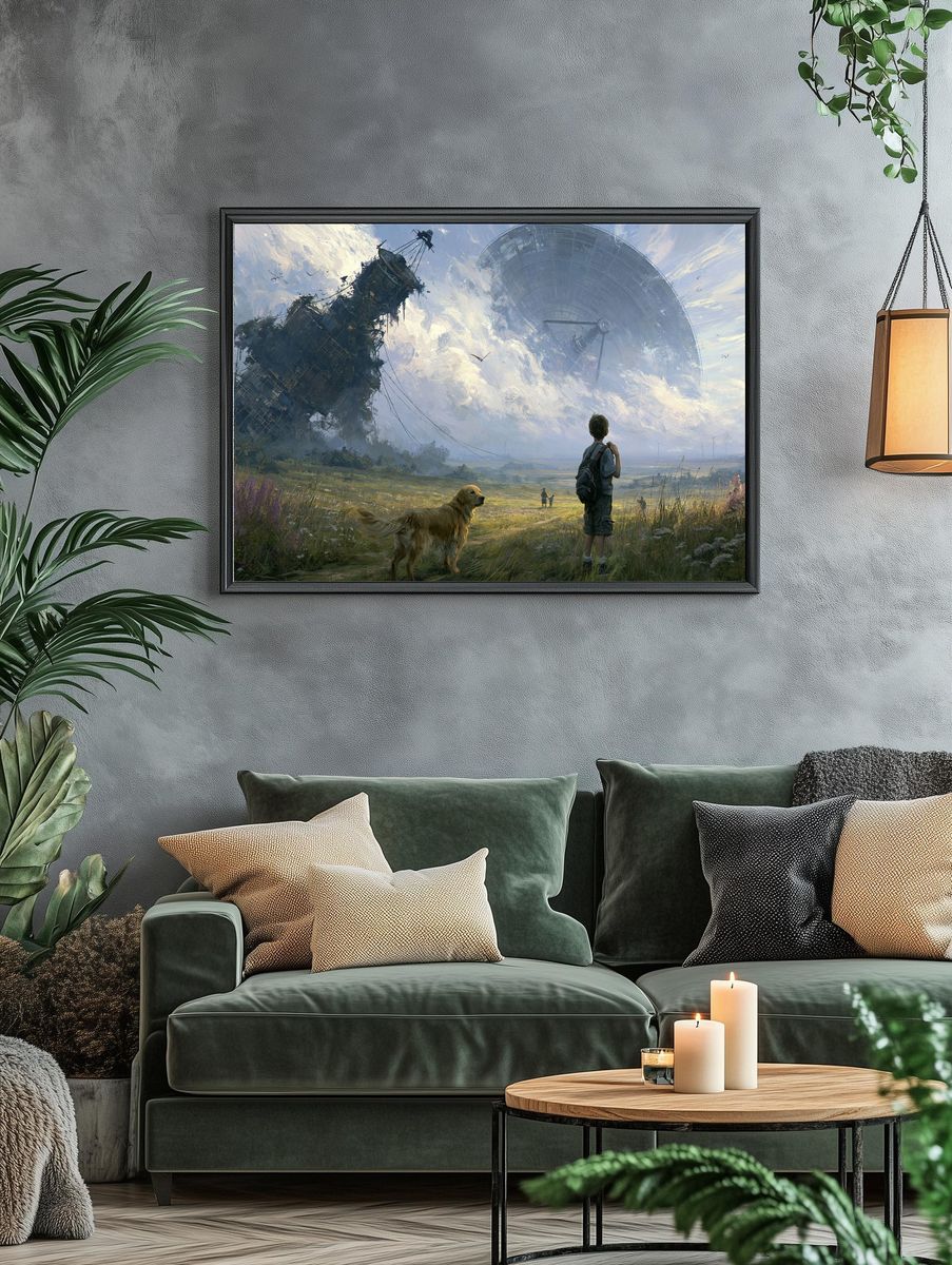Skyward Ruins Sci-Fi Illustration Poster. — room view 4