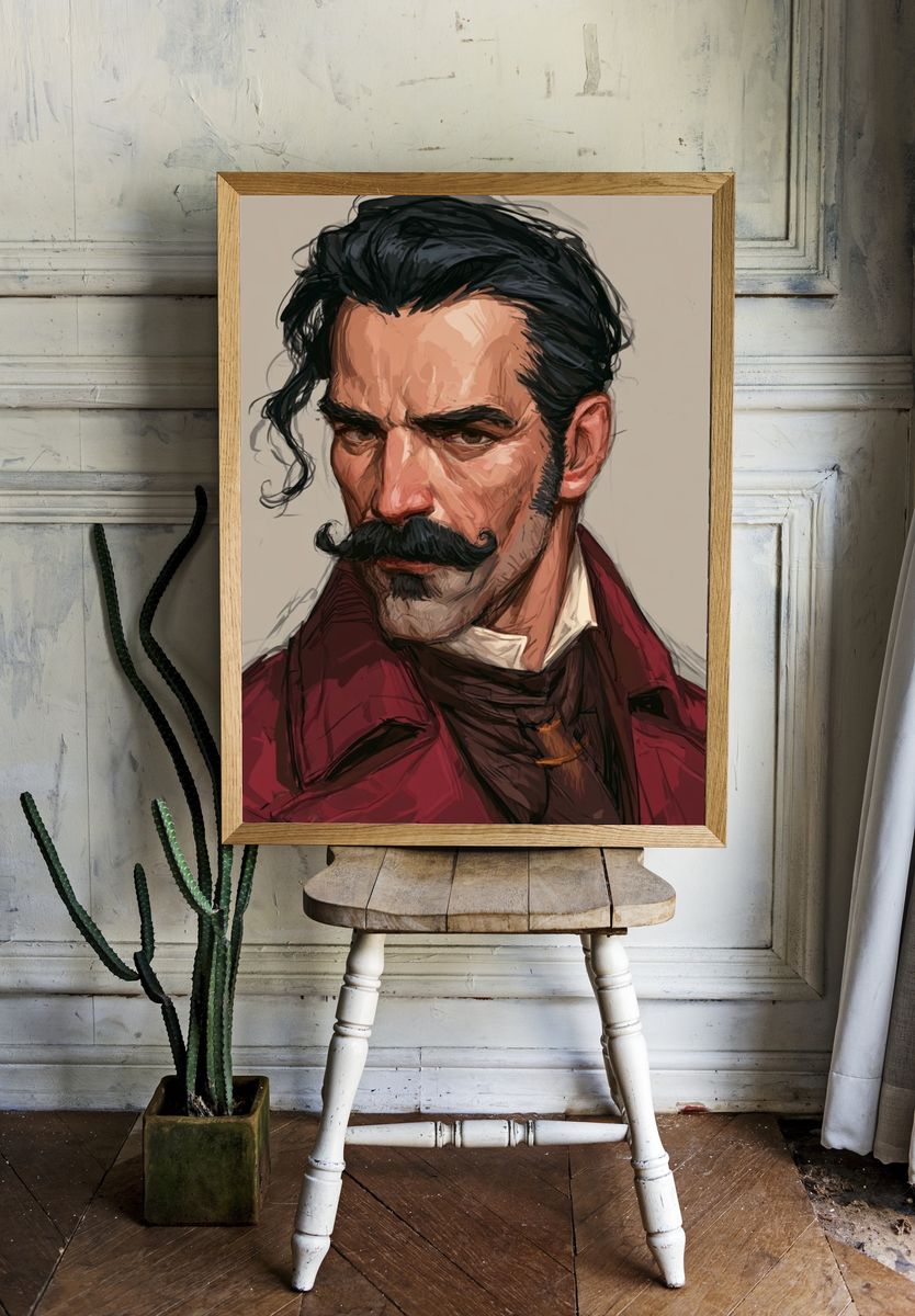 Victorian Gentleman Portrait Print. room preview