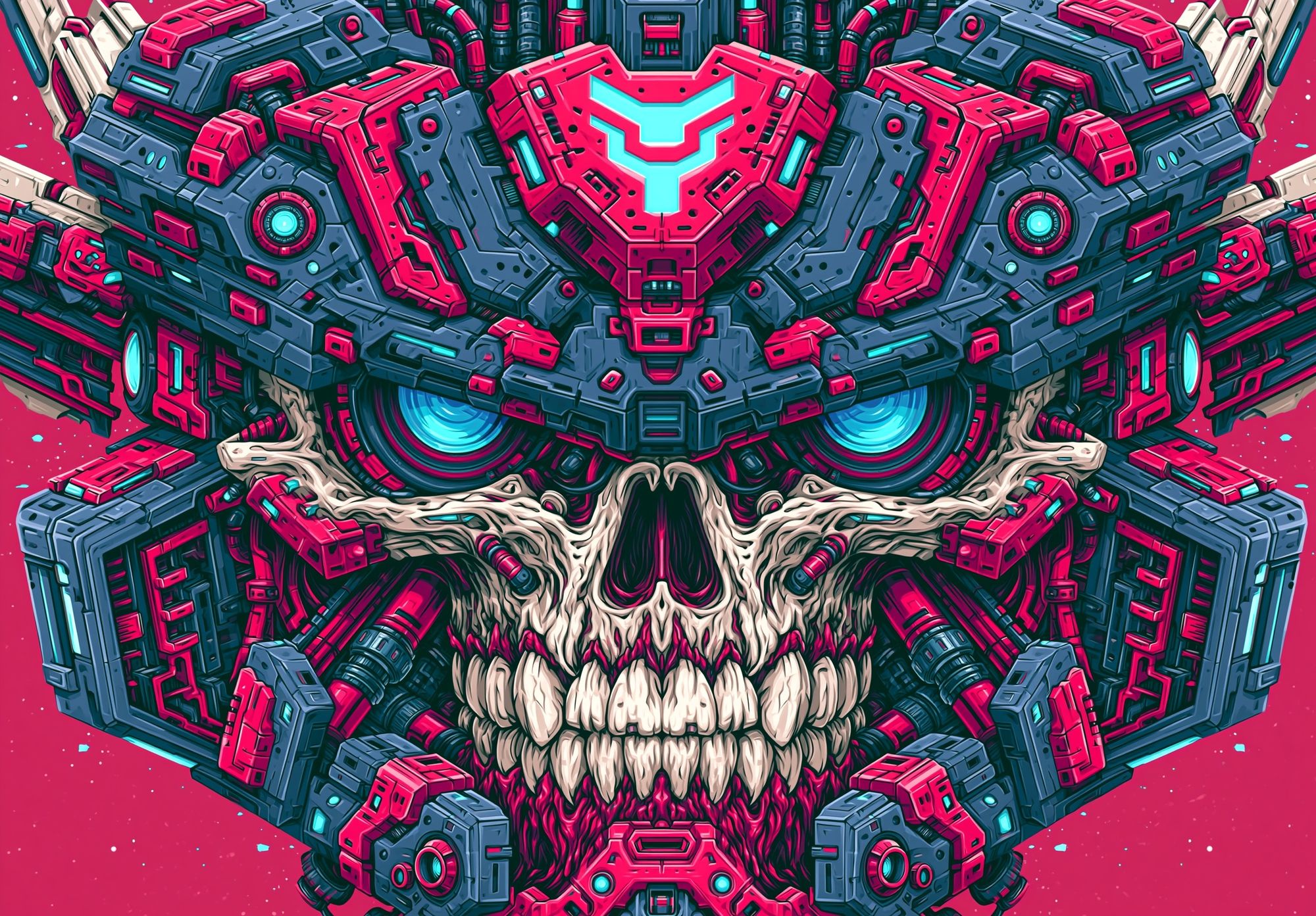 Cyber Skull Mecha Illustration Poster. poster detail