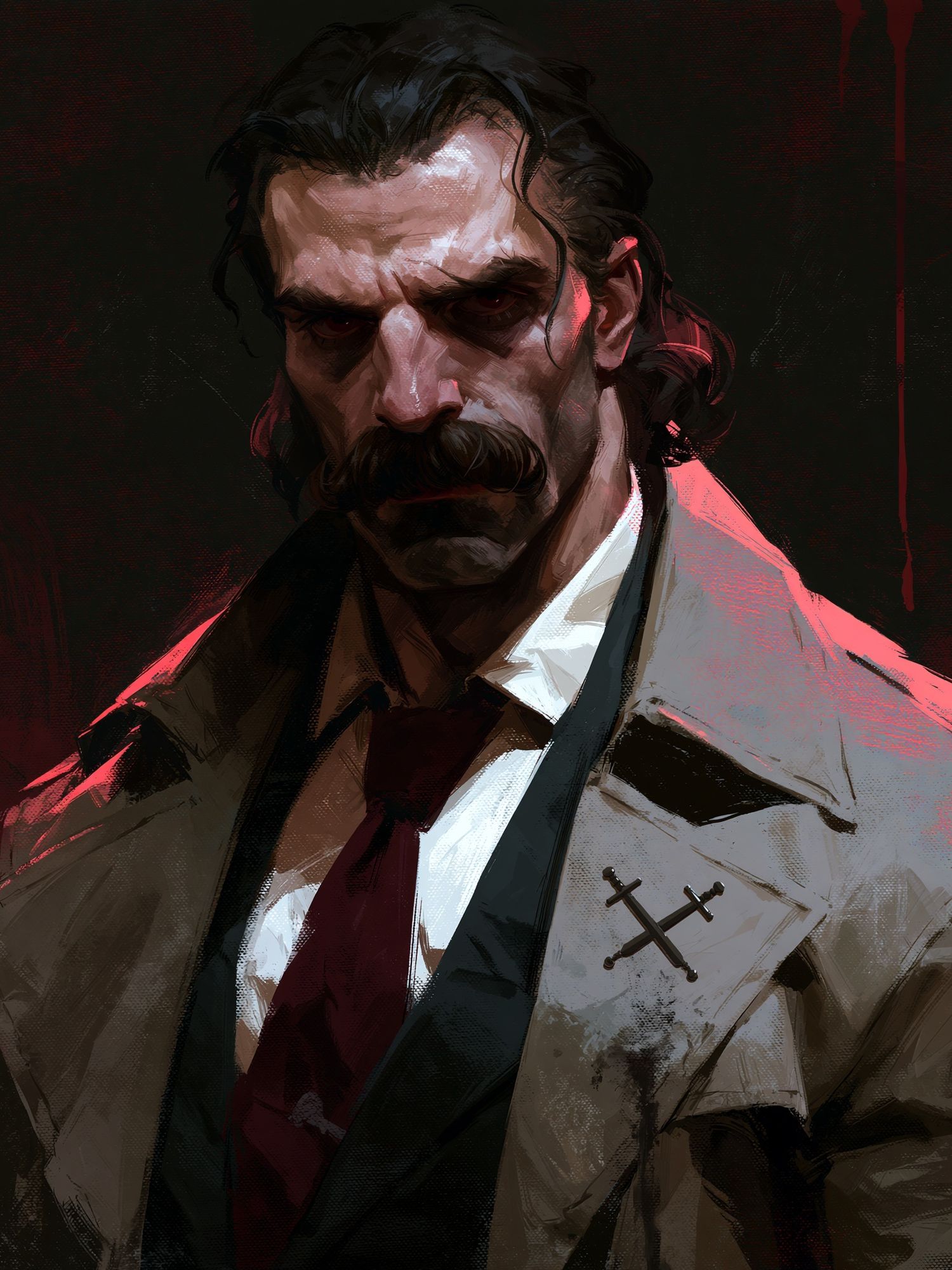 Brooding Detective Portrait Poster. poster — illustration art