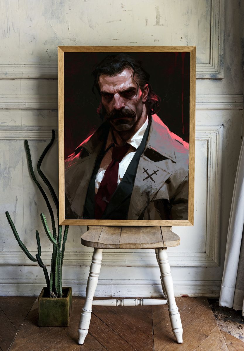 Brooding Detective Portrait Poster. room preview