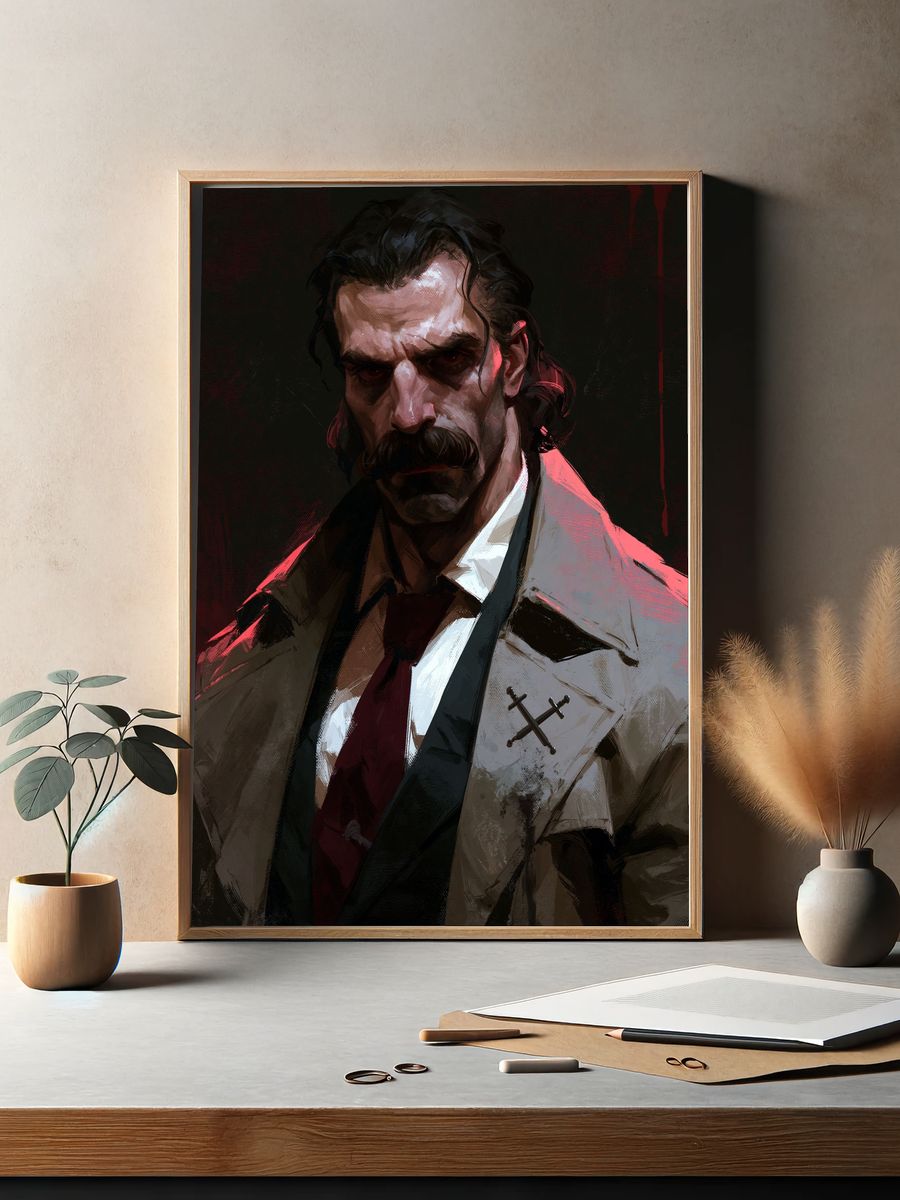 Brooding Detective Portrait Poster. — room view 2