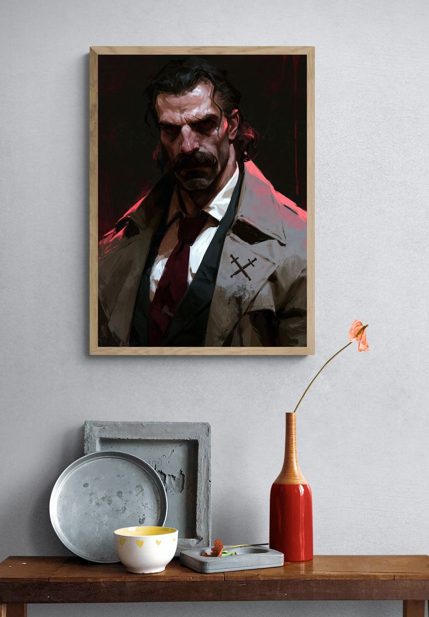 Brooding Detective Portrait Poster. — room view 3