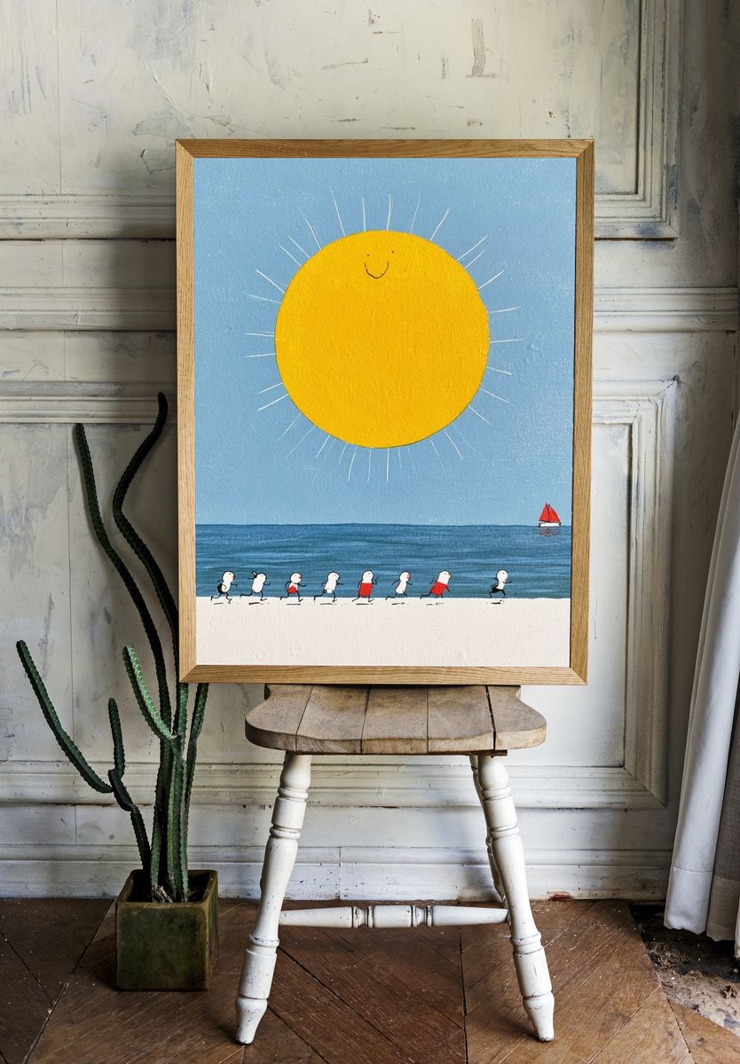 Sunny Beach Parade Illustration Poster. room preview