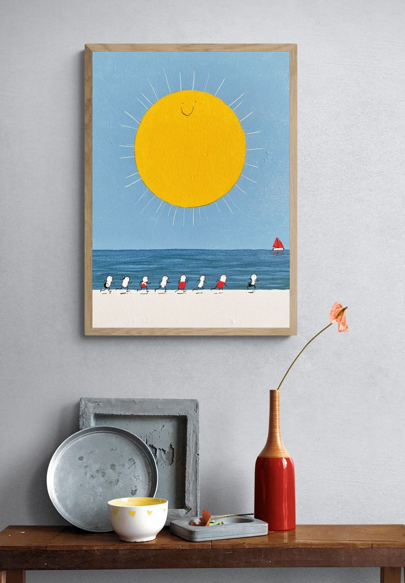 Sunny Beach Parade Illustration Poster. — room view 3