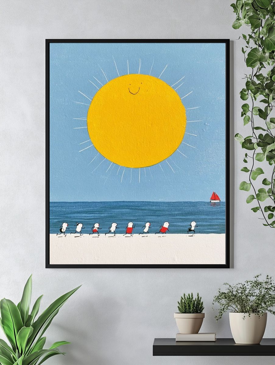 Sunny Beach Parade Illustration Poster. — room view 4
