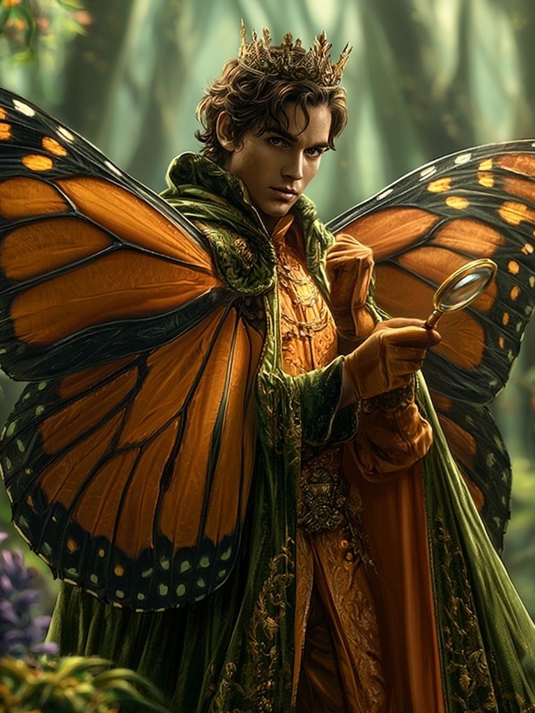 Butterfly Prince Fantasy Illustration Poster. poster detail