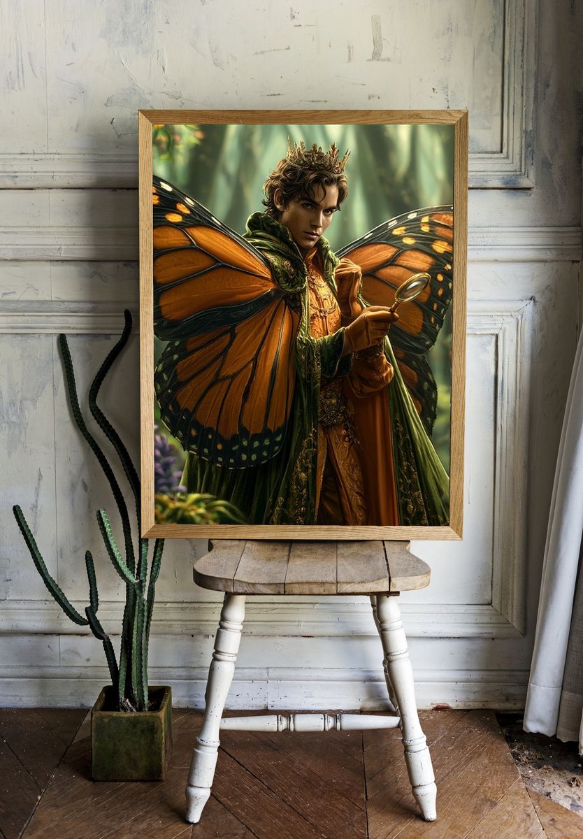 Butterfly Prince Fantasy Illustration Poster. — room view 1