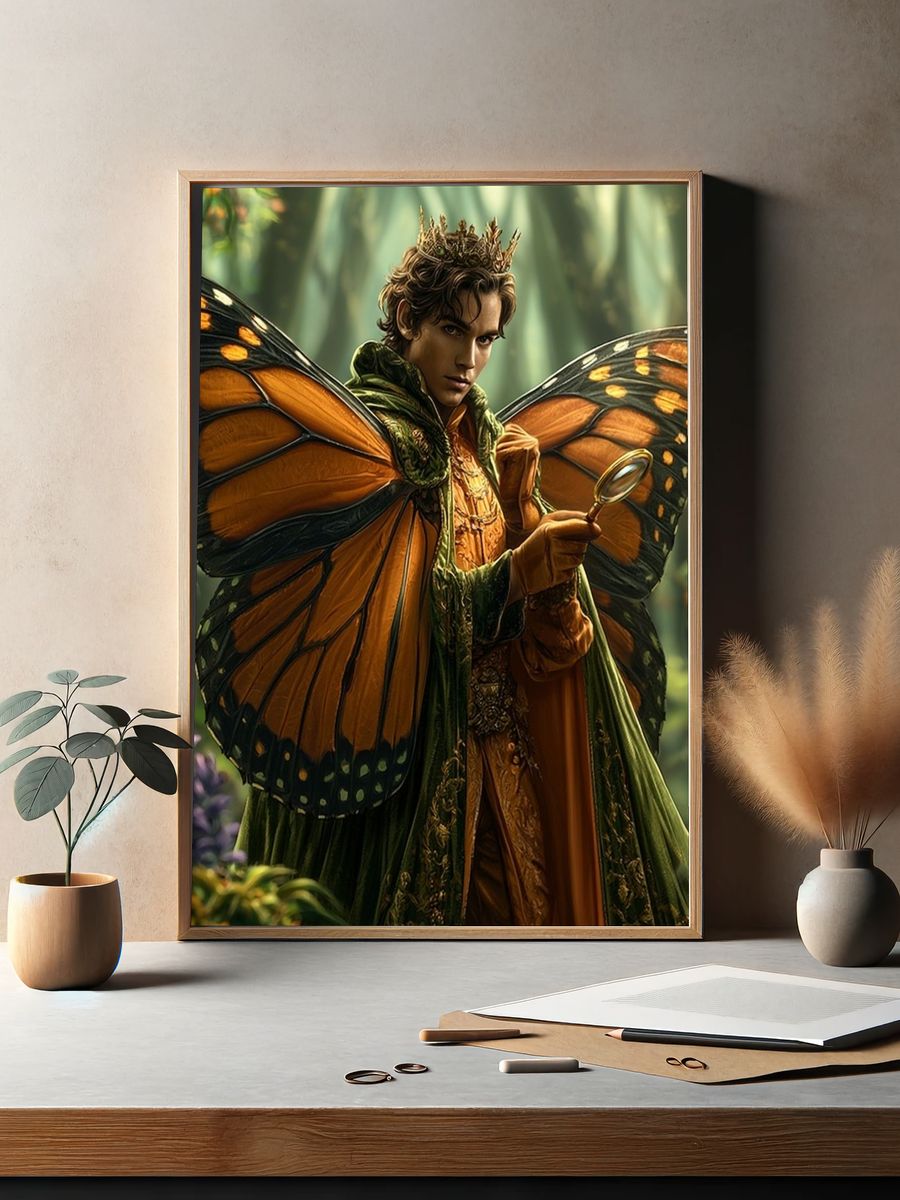 Butterfly Prince Fantasy Illustration Poster. — room view 2