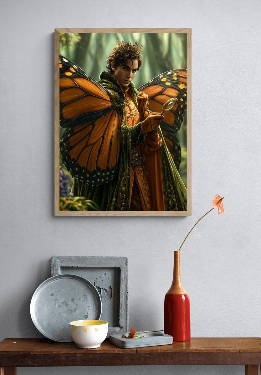 Butterfly Prince Fantasy Illustration Poster. — room view 3