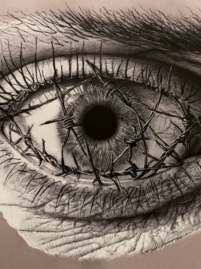 Barbed Wire Eye Illustration Poster.