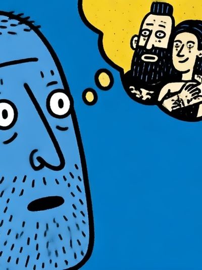 Blue Thought Bubble Illustration Poster.