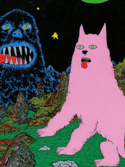 Surreal Monster Cats Illustration Poster. poster