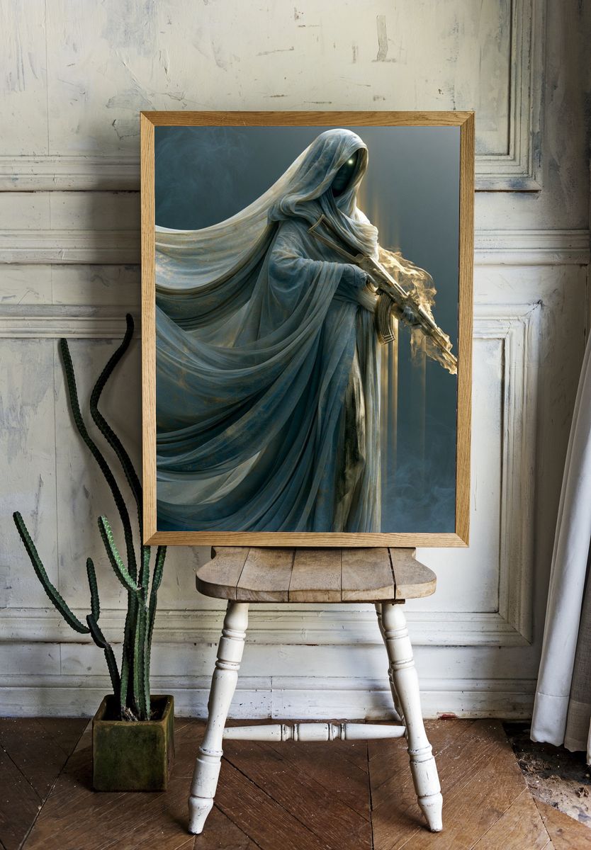 Veiled Sentinel Digital Art Print. room preview