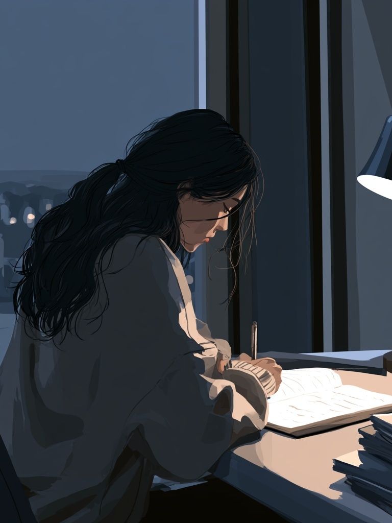 Quiet Night Study Illustration Poster. poster — illustration art