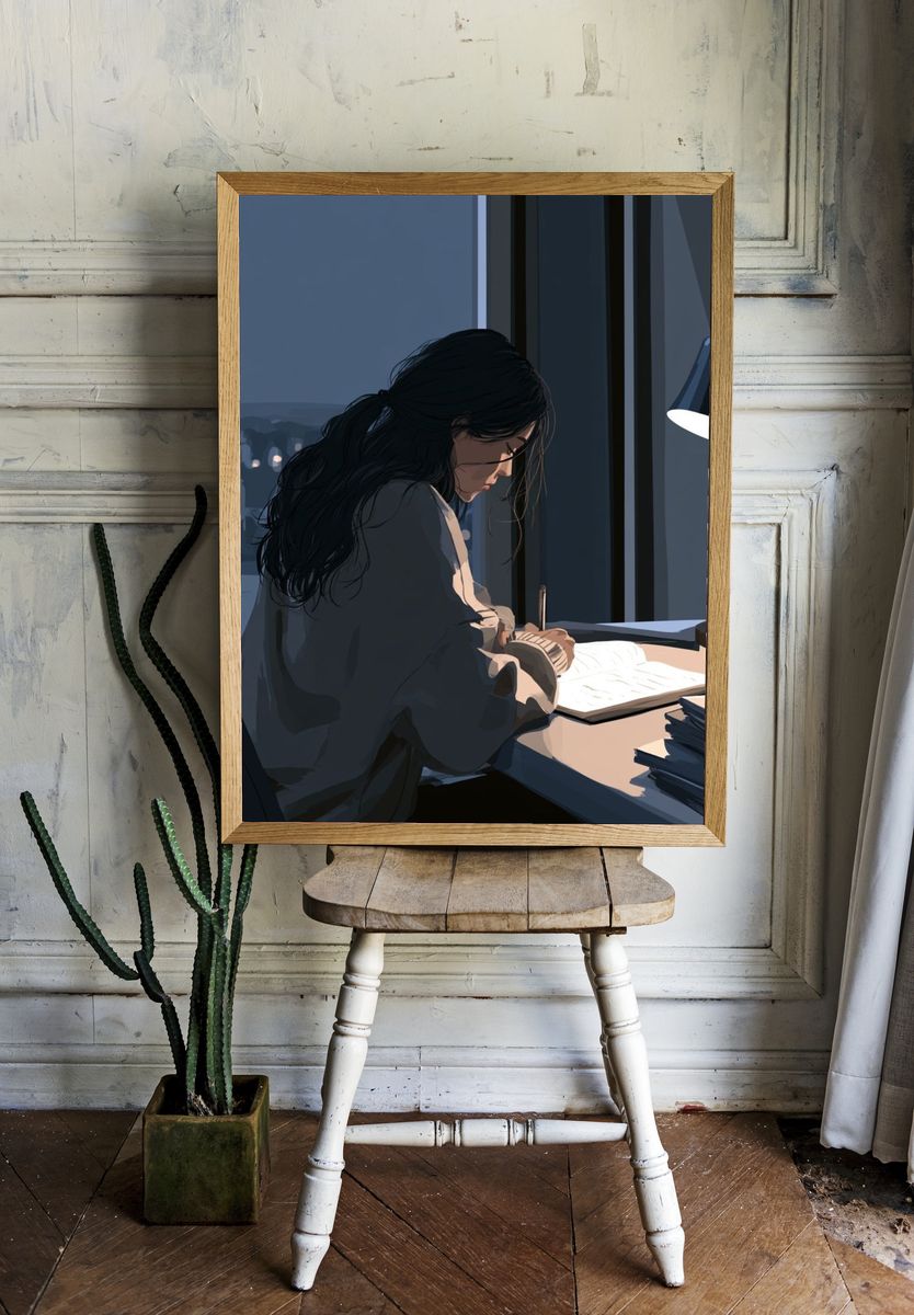 Quiet Night Study Illustration Poster. room preview