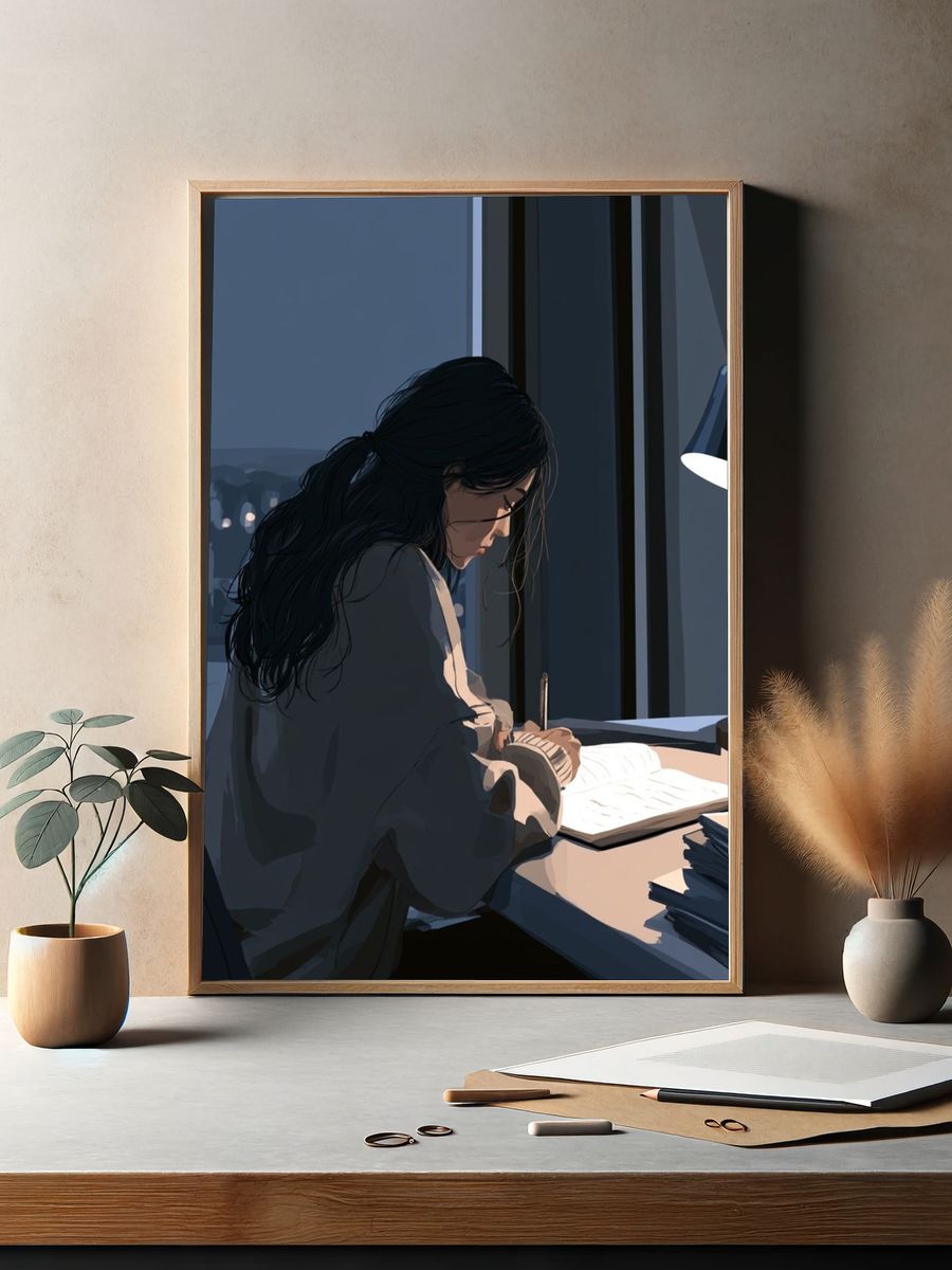Quiet Night Study Illustration Poster. — room view 2