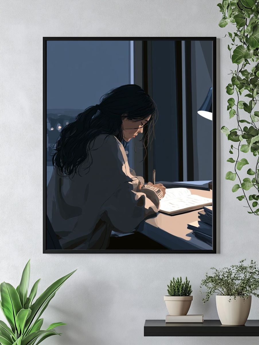Quiet Night Study Illustration Poster. — room view 4