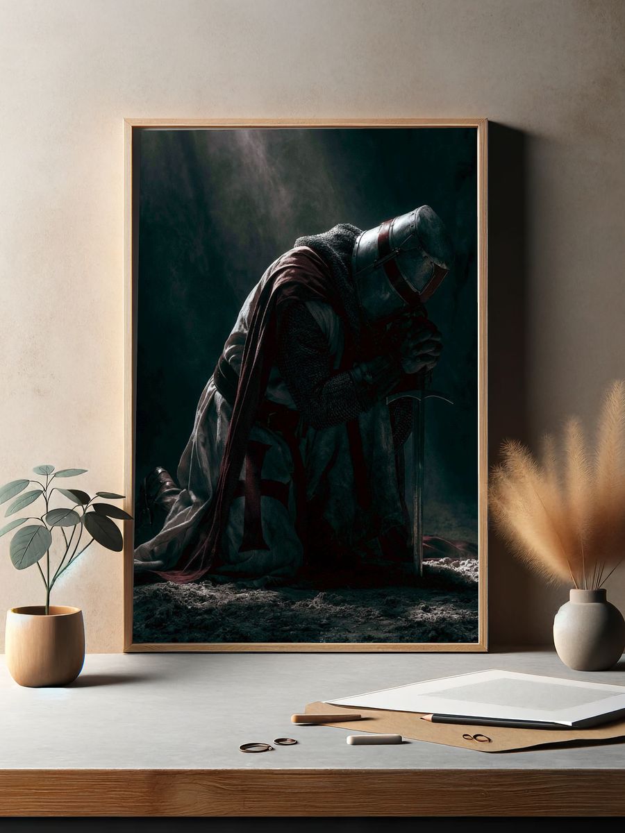 Kneeling Knight — Dark Fantasy Print. — room view 2