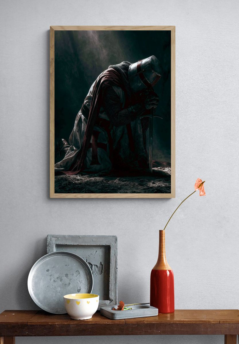 Kneeling Knight — Dark Fantasy Print. — room view 3