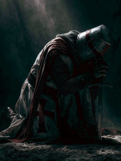 Kneeling Knight — Dark Fantasy Print. poster