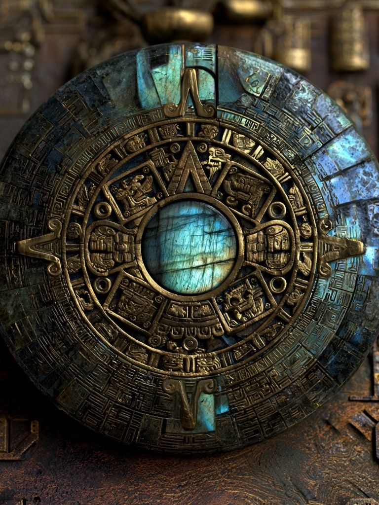 Mayan Sun Disc Illustration Poster. poster detail