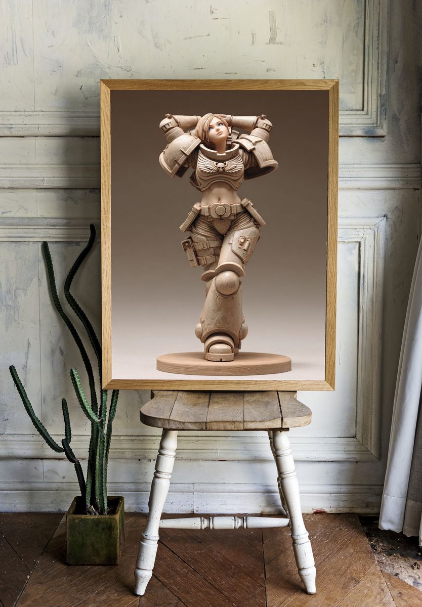 Warrior Statue Illustration Poster. room preview