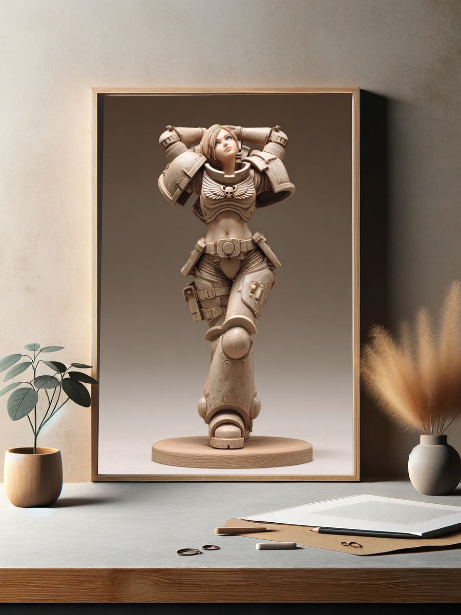 Warrior Statue Illustration Poster. — room view 2