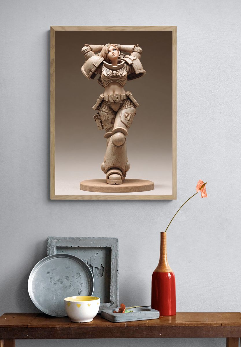 Warrior Statue Illustration Poster. — room view 3