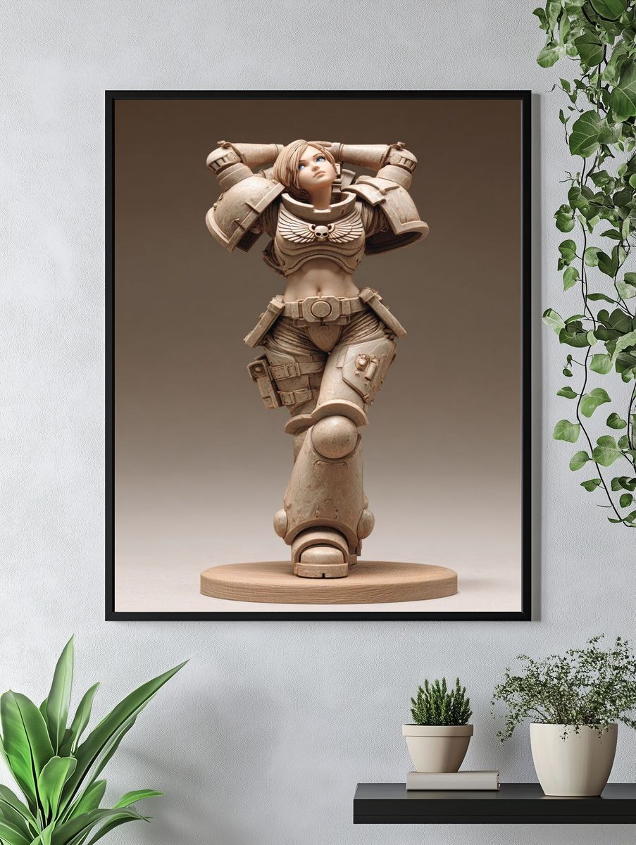 Warrior Statue Illustration Poster. — room view 4