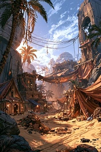 Desert Ruins Digital Art Poster. poster — illustration art