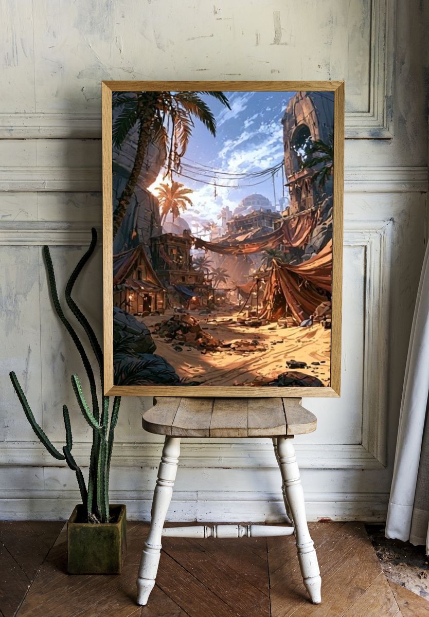 Desert Ruins Digital Art Poster. room preview
