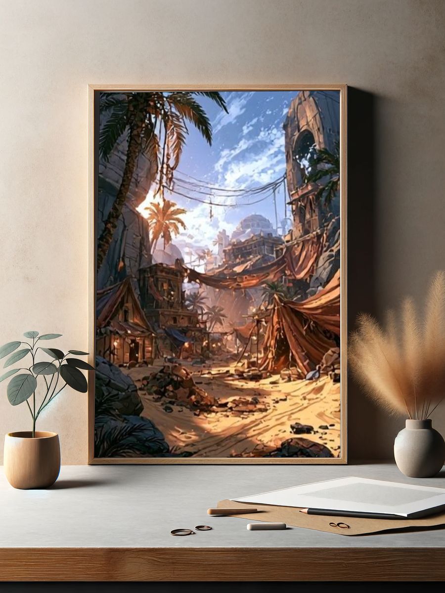 Desert Ruins Digital Art Poster. — room view 2