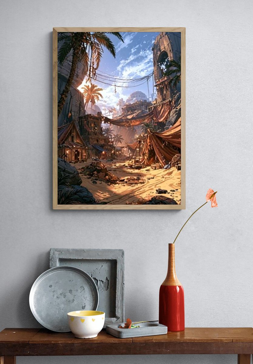 Desert Ruins Digital Art Poster. — room view 3