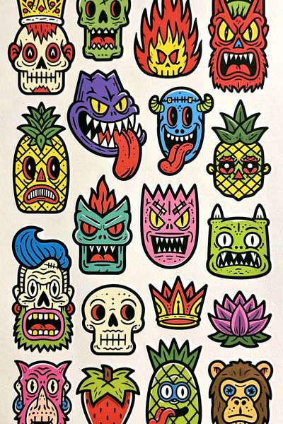 Tropical Monster Mask Illustration Poster.
