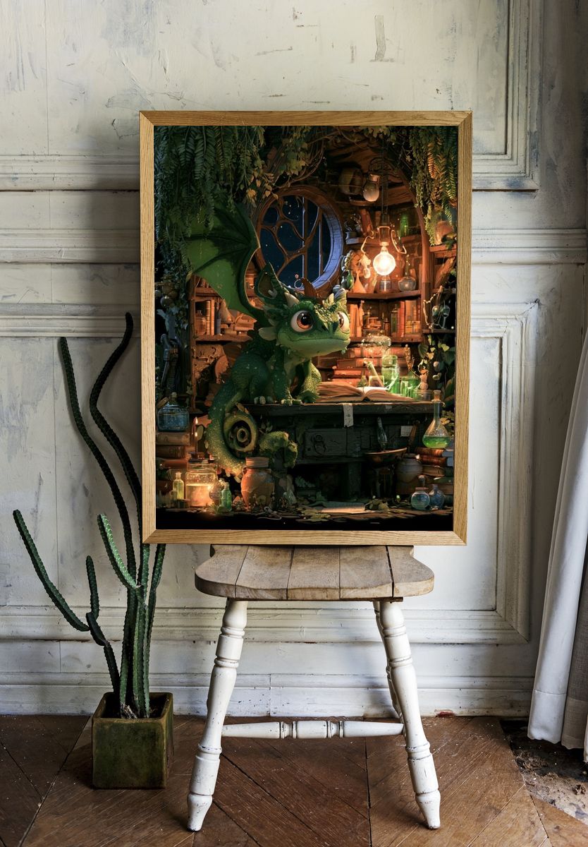 Forest Dragon Study Illustration Poster. room preview
