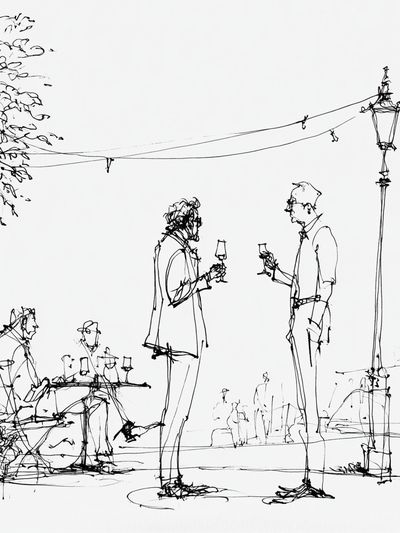 Café Conversation Line Art Poster. poster